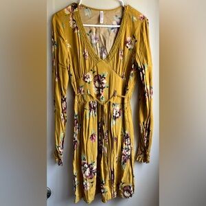 EUC Xhilaration Yellow Sundress with Bishop Sleeves